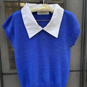 VTG 90s Women's Sweater Vest Saks 5th Avenue Vneck Cotton and Linen